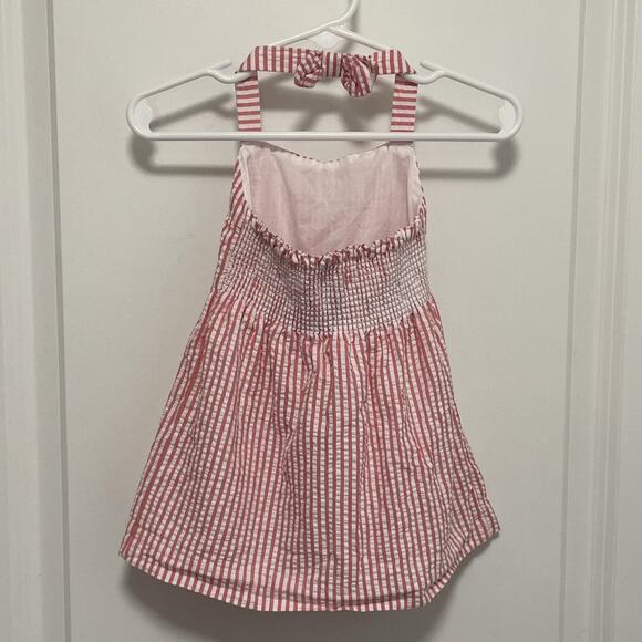 Janie And Jack Nautical Seersucker Smocked Striped Halter Sundress Size 3-6M - Picture 5 of 10